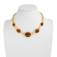 Thumbnail for Brown Resin Inlaid Curb Chain Choker Necklace Chunky Statement Jewelry - ArtGalleryZen