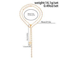 Thumbnail for Charming 2pcs Cross Pendant Pearl Chain Y Necklace Set - ArtGalleryZen