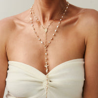 Thumbnail for Charming 2pcs Cross Pendant Pearl Chain Y Necklace Set - ArtGalleryZen