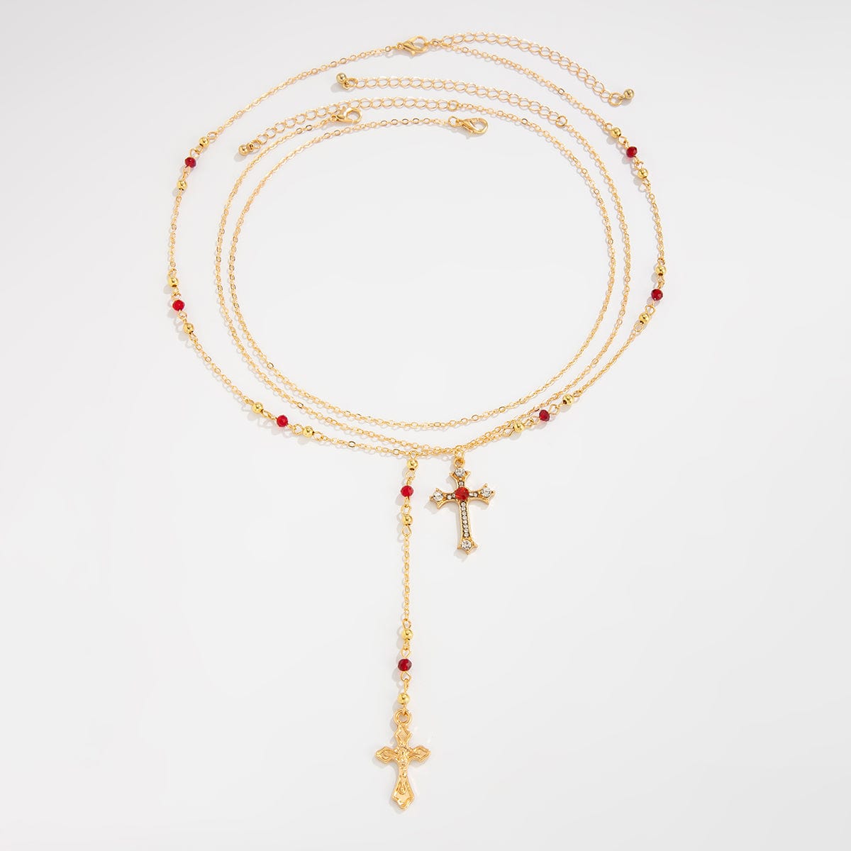 Charming 3pcs Rhinestone Inlaid Cross Pendant Y Necklace Set - ArtGalleryZen