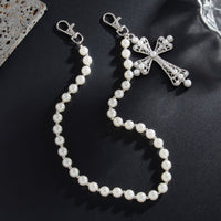 Thumbnail for Charming Gold Silver Plated Cross Pendant Pearl Trouser Chain - ArtGalleryZen