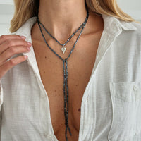 Thumbnail for Charming Heart Pendant Square Seed Beaded Long Chain Necklace - ArtGalleryZen