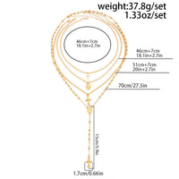 Thumbnail for Charming Layered Cross Pattern Oval Disk Pendant Y Necklace Set - ArtGalleryZen