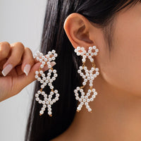 Thumbnail for Charming Pearl Beaded Bowknot Dangle Earrings - ArtGalleryZen