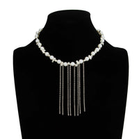 Thumbnail for Charming Pearl Irregular Beaded Chain Tassel Choker Necklace Bracelet - ArtGalleryZen