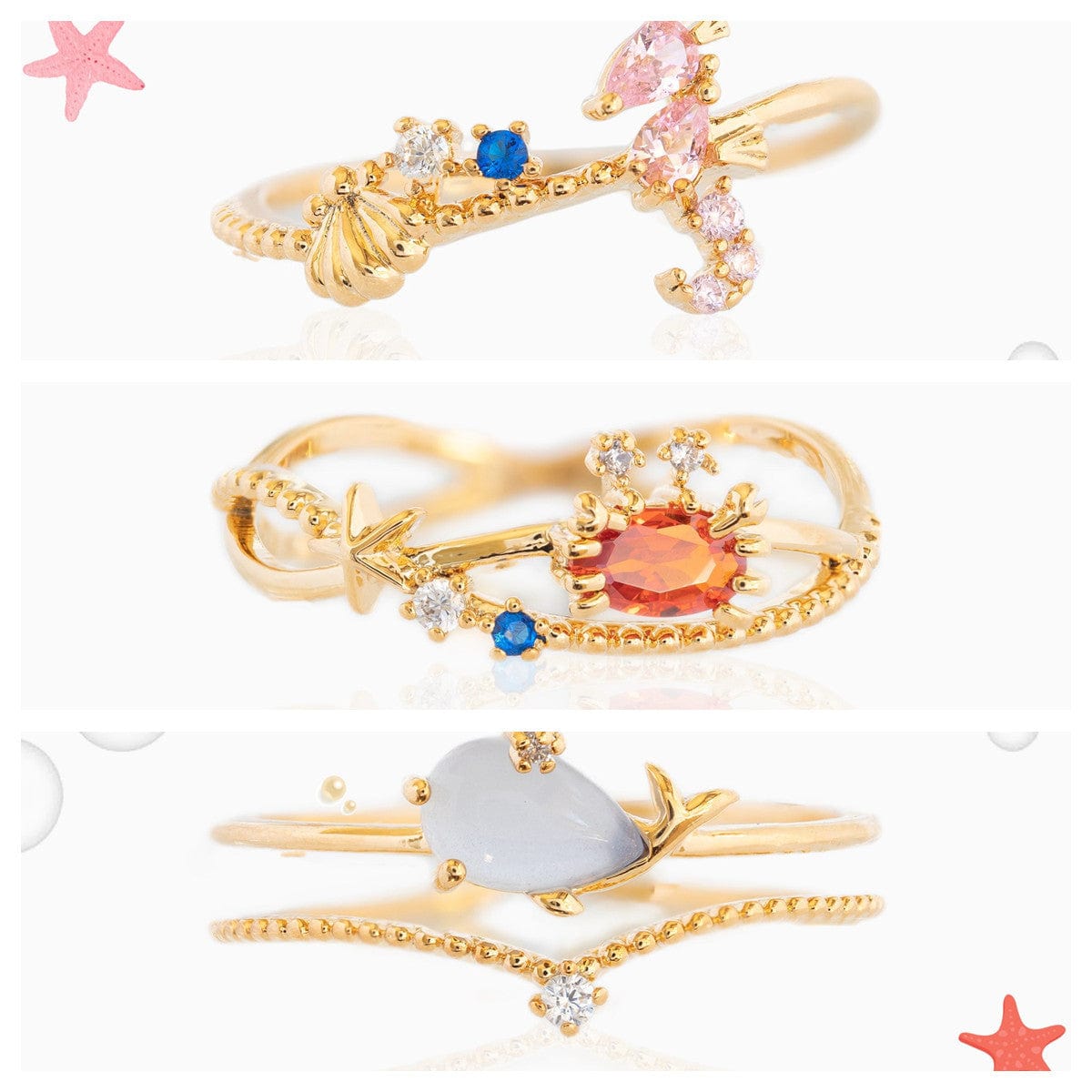 Chic 18K Gold Filled CZ Inlaid Aquarium Ring - ArtGalleryZen