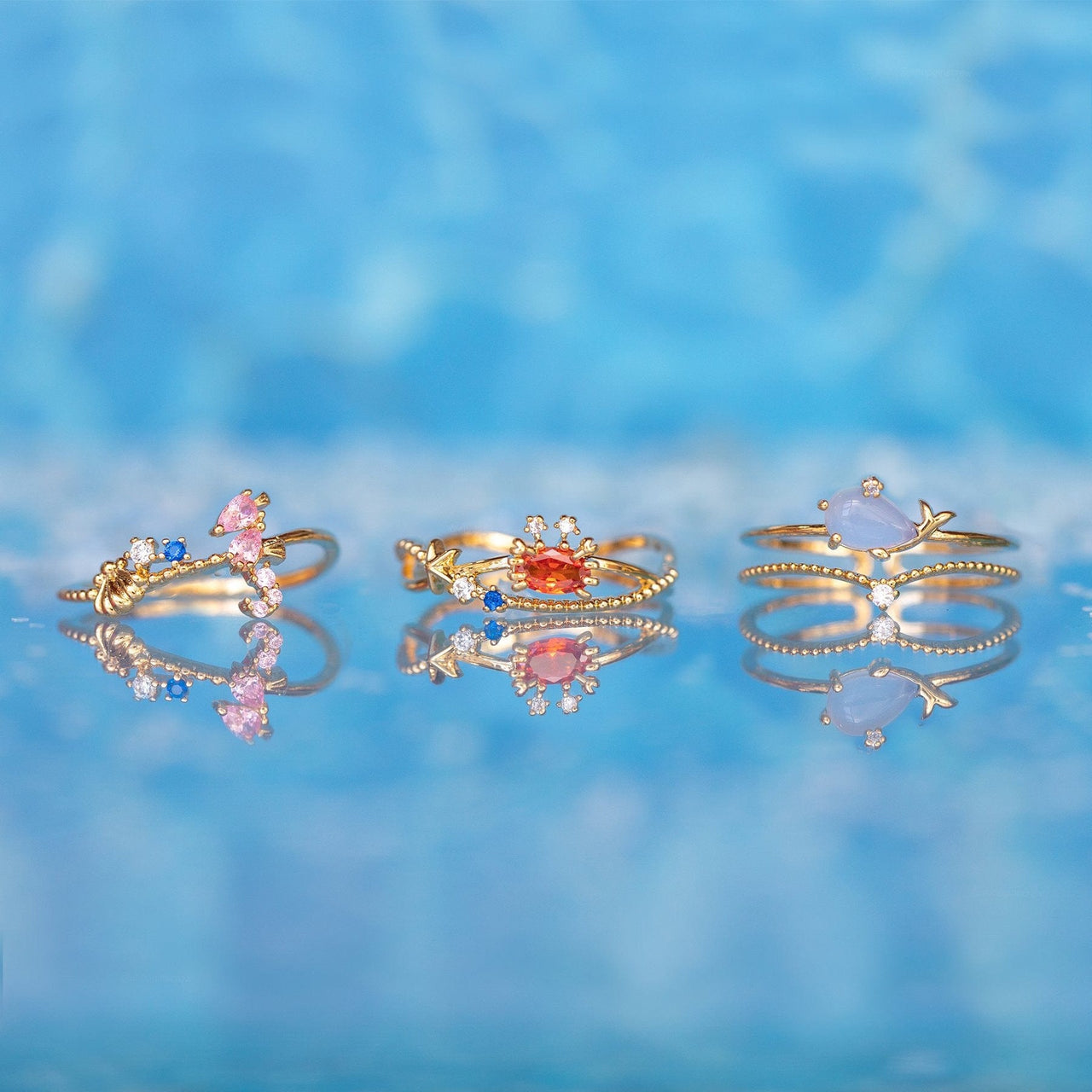 Chic 18K Gold Filled CZ Inlaid Aquarium Ring - ArtGalleryZen