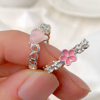 Thumbnail for Chic 2 Pieces Enamel Flower Opal Heart Ring Set - ArtGalleryZen