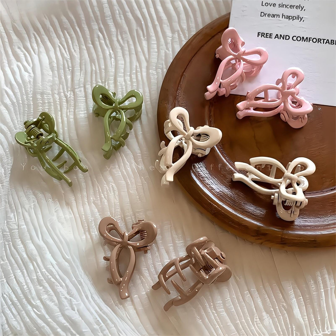 Chic 2 Pieces Enamel Ribbon Bowknot Hair Clips Set - ArtGalleryZen