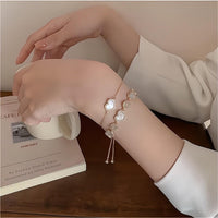 Thumbnail for Chic 24k Gold CZ Inlaid Natural Pearl Shell Heart Bracelet - ArtGalleryZen