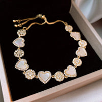 Thumbnail for Chic 24k Gold CZ Inlaid Natural Pearl Shell Heart Bracelet - ArtGalleryZen