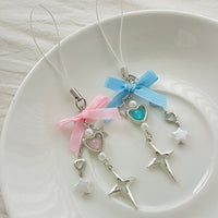 Thumbnail for Chic 2pcs Bowknot Heart Star Keychain Phone Strap Set - ArtGalleryZen