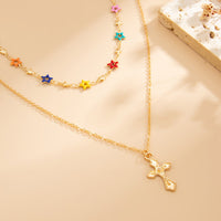 Thumbnail for Chic 2pcs Cross Pendant Colorful Star Chain Necklace Set - ArtGalleryZen