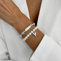 Thumbnail for Chic 2pcs Heart Charm Pearl Irregular Beaded Chain Bracelet Set - ArtGalleryZen