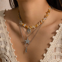 Thumbnail for Chic 3 Pieces Sun Moon Star Tree Pendant Turquoise Stone Necklace Set - ArtGalleryZen