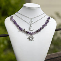 Thumbnail for Chic 3 Pieces Sun Moon Star Tree Pendant Turquoise Stone Necklace Set - ArtGalleryZen