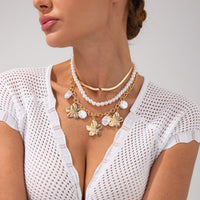 Thumbnail for Chic 3pcs Irregular Pearl Flower Tassel Herringbone Chain Necklace Set - ArtGalleryZen