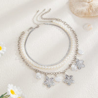 Thumbnail for Chic 3pcs Irregular Pearl Flower Tassel Herringbone Chain Necklace Set - ArtGalleryZen