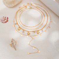 Thumbnail for Chic 4pcs Conch Shell Sequin Tassel Herringbone Chain Y Necklace Set - ArtGalleryZen