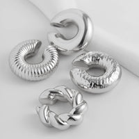 Thumbnail for Chic 4pcs Gold Silver Plated Textured Ear Cuff Earrings Set - ArtGalleryZen