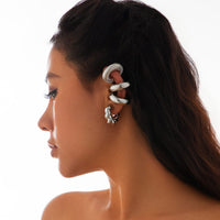 Thumbnail for Chic 4pcs Gold Silver Plated Textured Ear Cuff Earrings Set - ArtGalleryZen
