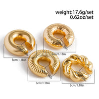 Thumbnail for Chic 4pcs Gold Silver Plated Textured Ear Cuff Earrings Set - ArtGalleryZen