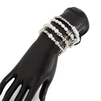 Thumbnail for Chic 4pcs Silver Tone Irregular Pearl Beaded Chain Bracelet Set - ArtGalleryZen