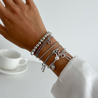 Thumbnail for Chic 5pcs Bow Star Heart Tassel Pearl Ball Chain Bracelet Set - ArtGalleryZen