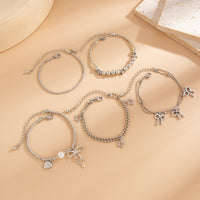 Thumbnail for Chic 5pcs Bow Star Heart Tassel Pearl Ball Chain Bracelet Set - ArtGalleryZen