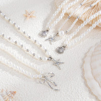 Thumbnail for Chic 5pcs Bowknot Shell Starfish Pendant Pearl Chain Necklace Set - ArtGalleryZen