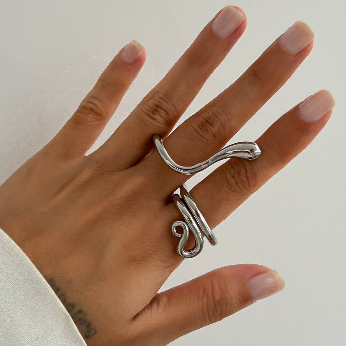 Chic Abstract Flow Waterdrop Double Finger Ring - ArtGalleryZen