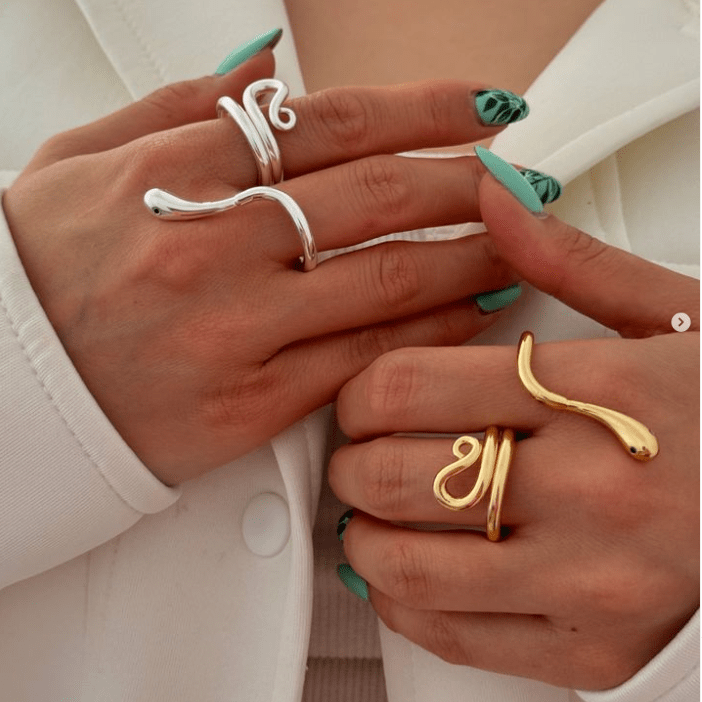Chic Abstract Flow Waterdrop Double Finger Ring - ArtGalleryZen