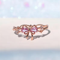 Thumbnail for Chic Adjustable Crystal Floral Bowknot Ribbon Ring - ArtGalleryZen