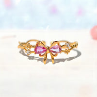 Thumbnail for Chic Adjustable Crystal Floral Bowknot Ribbon Ring - ArtGalleryZen