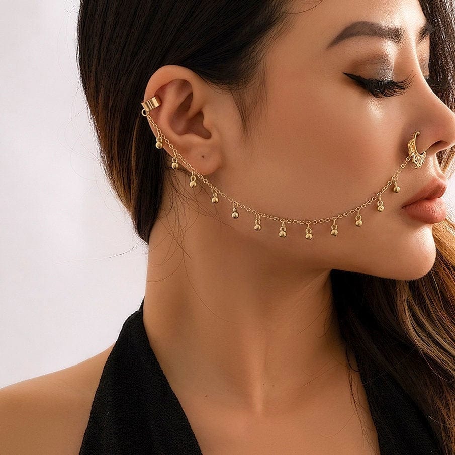 Chic Ball Tassel No Piercing Septum To Ear Chain - ArtGalleryZen