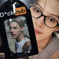 Thumbnail for Chic Black and Orange Kpop Idol Keychain Photocard Holder - ArtGalleryZen