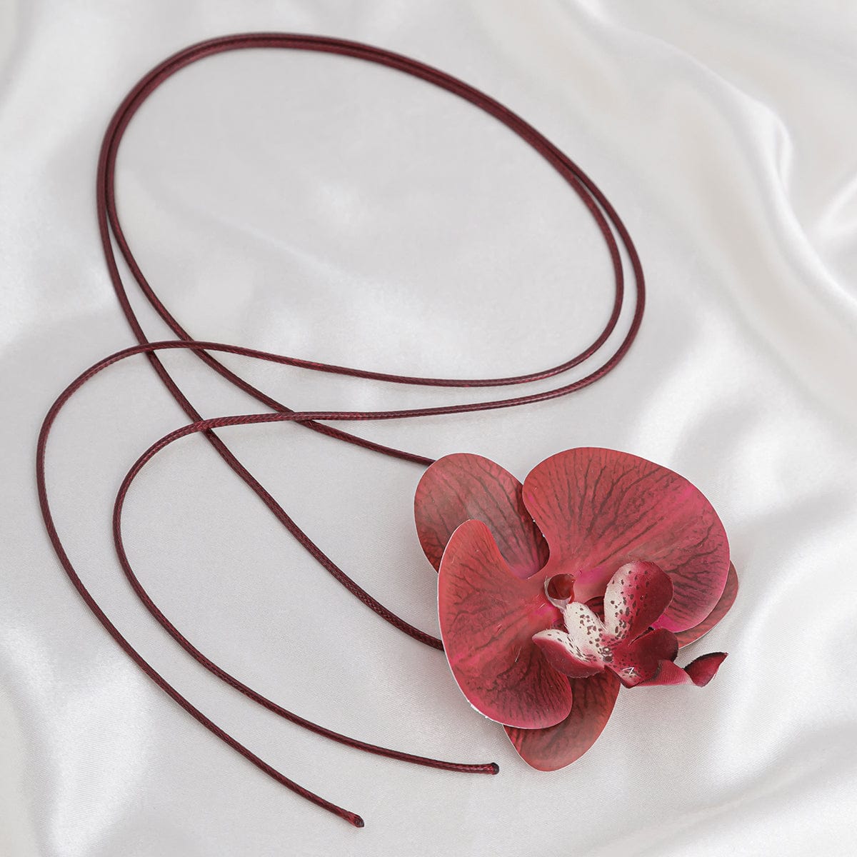 Chic Butterfly Orchid Flower Wax Cord String Necklace - ArtGalleryZen