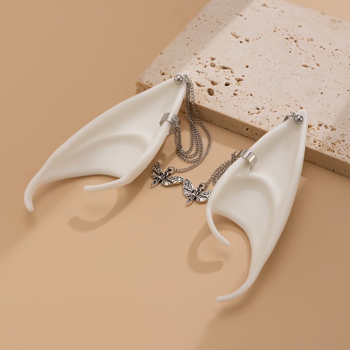 Chic Butterfly Tassel Silicone Elf Ear Cuff Wrap Earrings - ArtGalleryZen