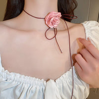 Thumbnail for Chic Camellia Flower Wax Cord Collar Choker - ArtGalleryZen