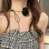 Thumbnail for Chic Camellia Flower Wax Cord Collar Choker - ArtGalleryZen