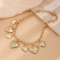 Thumbnail for Chic Chunky Flower Relief Heart Tassel Necklace Bracelet - ArtGalleryZen