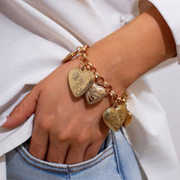 Thumbnail for Chic Chunky Flower Relief Heart Tassel Necklace Bracelet - ArtGalleryZen