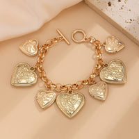Thumbnail for Chic Chunky Flower Relief Heart Tassel Necklace Bracelet - ArtGalleryZen