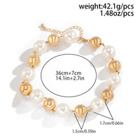 Thumbnail for Chic Chunky Two Tone Pearl Chain Choker Necklace - ArtGalleryZen