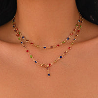 Thumbnail for Chic Colorful Crystal Long Chain Y Necklace - ArtGalleryZen