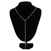 Thumbnail for Chic Colorful Crystal Long Chain Y Necklace - ArtGalleryZen