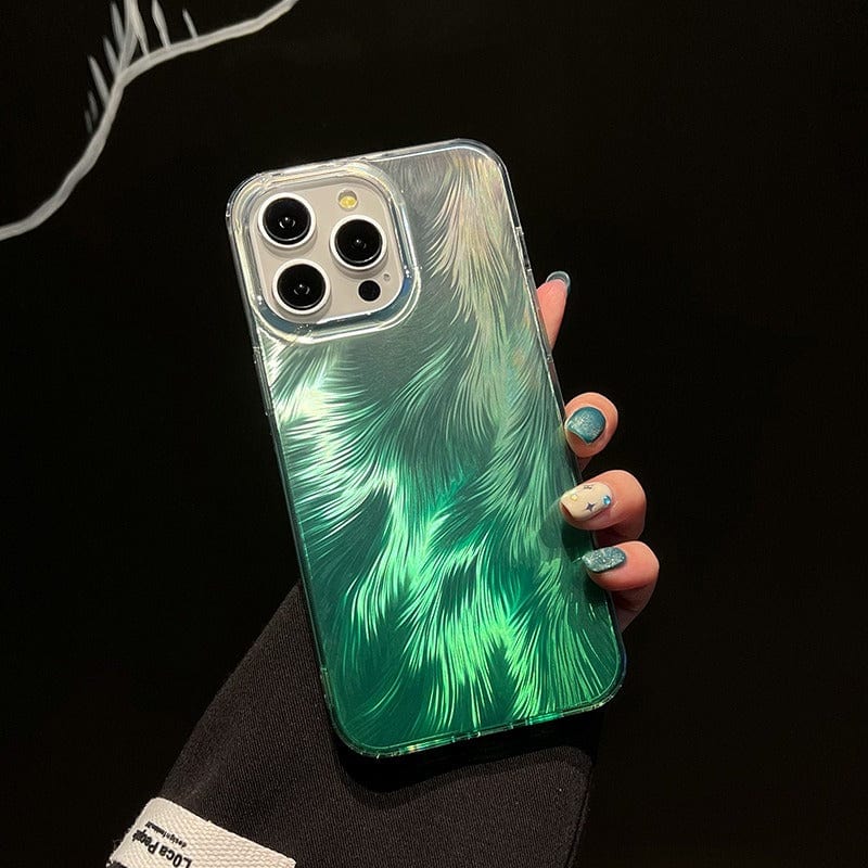 Chic Colorful Laser Feather Pattern iPhone Case - ArtGalleryZen