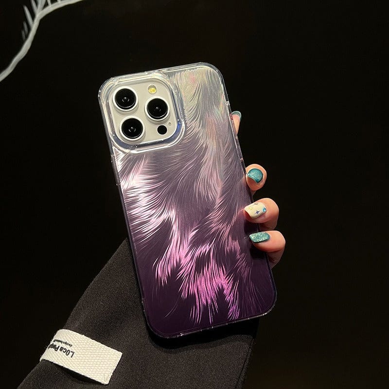Chic Colorful Laser Feather Pattern iPhone Case - ArtGalleryZen