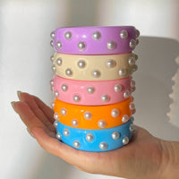Thumbnail for Chic Colorful Pearl Resin Bangle Bracelet - ArtGalleryZen