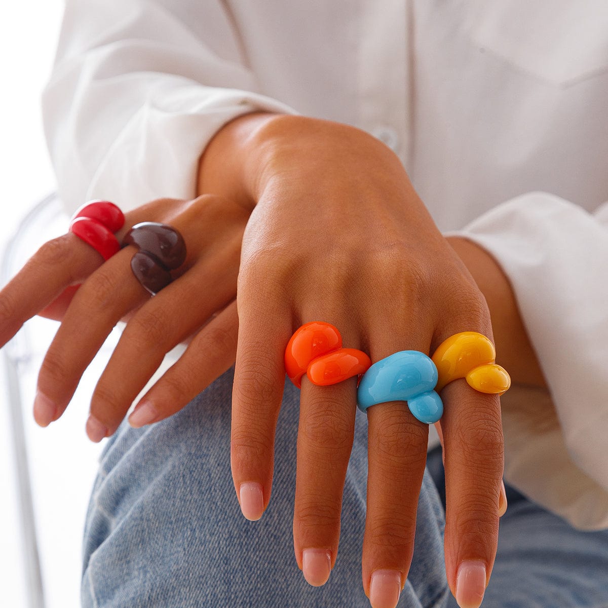 Chic Colorful Waterdrop Resin Ring - ArtGalleryZen